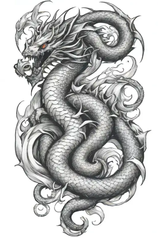 Dragon And Mermaid Intertwined