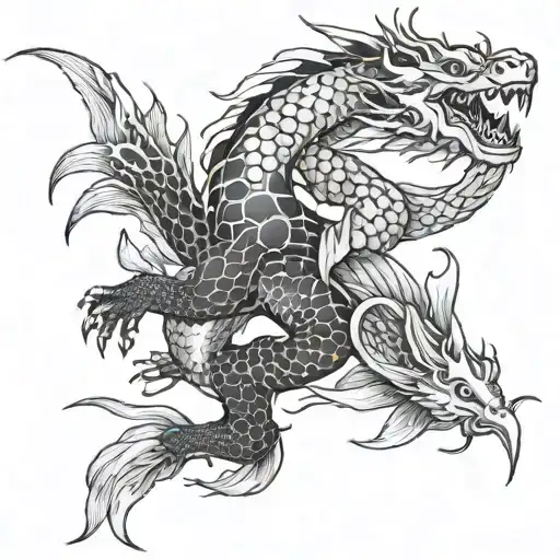 Dragon And Koi Fish Yin