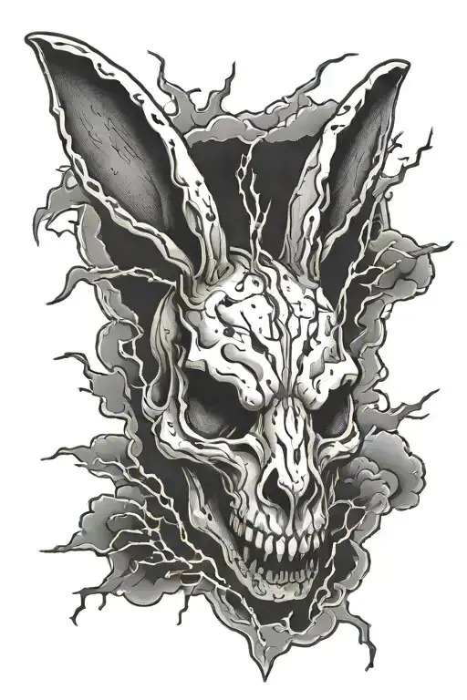 Rabbit Skull Surrounded By Lightning Storm