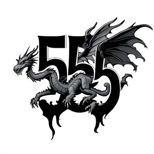 Number 555 With Dragon Flying