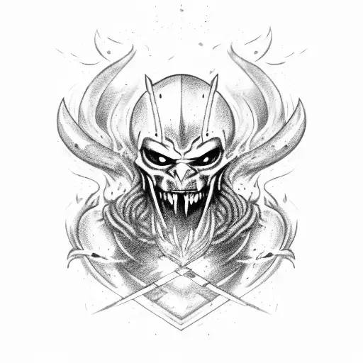 Damaged Spartan Warrior In Hell Surrounded By Fire