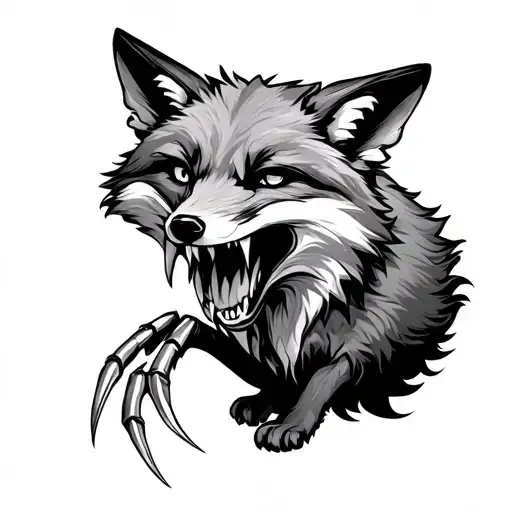 Fox Bearing Teeth Claws Full Body