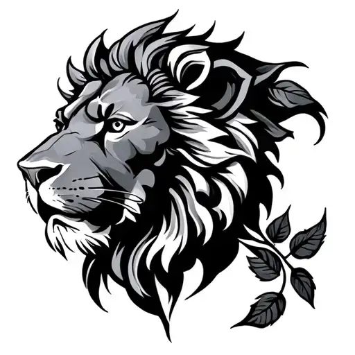 Rose Intertwined Lion Head Wearing