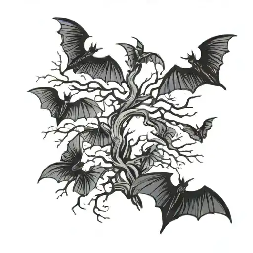 Poison Tree Branches And Bats Flying Across