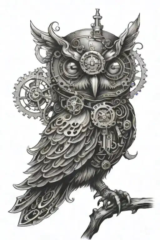 Steampunk Owl Perched