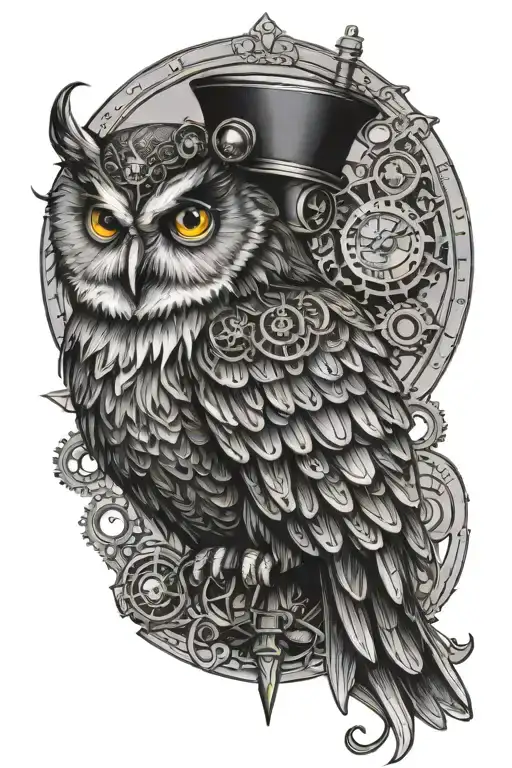 Half Steampunk Owl Perched