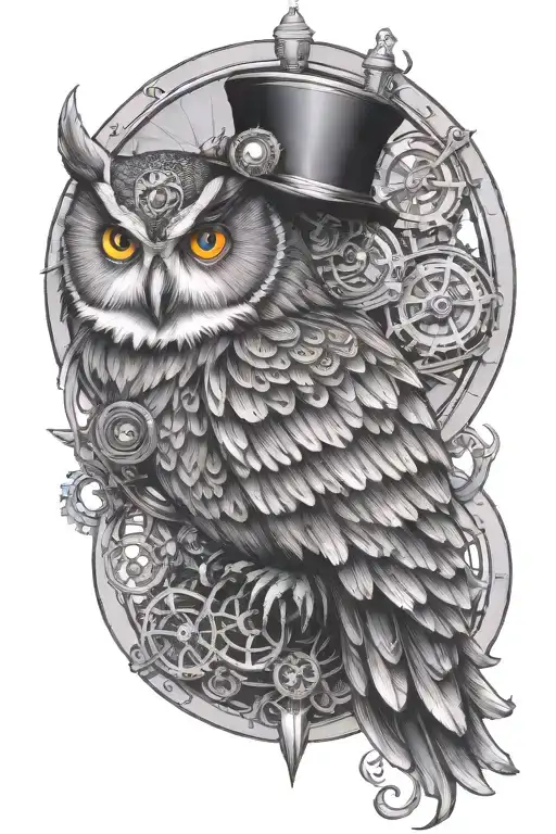 Half Steampunk Owl Perched