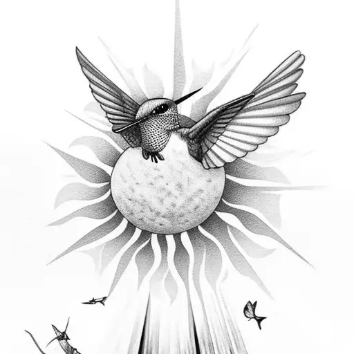 Hummingbird Sitting On The Sun