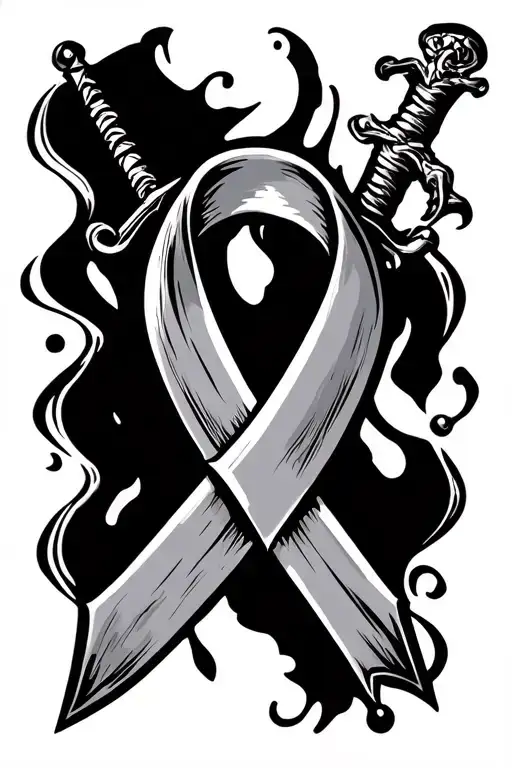 Cancer Ribbon And Sword Going