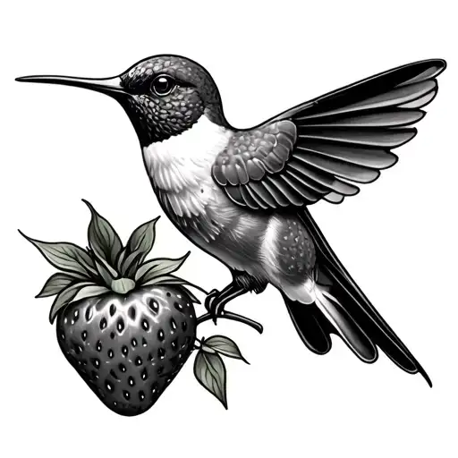Humming Bird With Strawberry