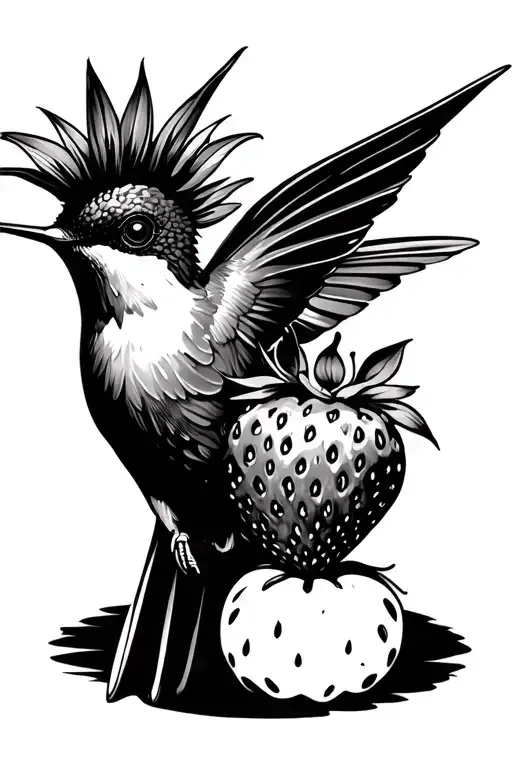 Humming Bird With Strawberry