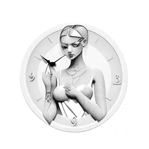 Sexy Girl With Money And Clock