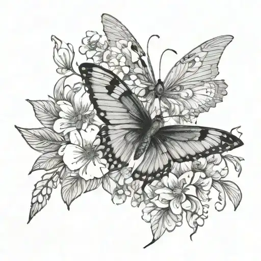 Butterfly And Hummingbird With March Birth Flowers