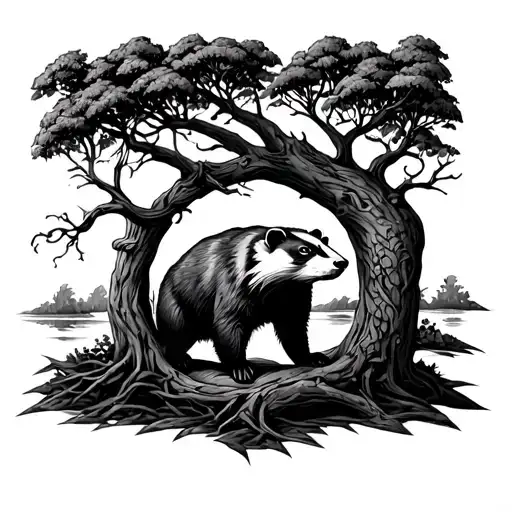 Tree Of Life With Texas Badger