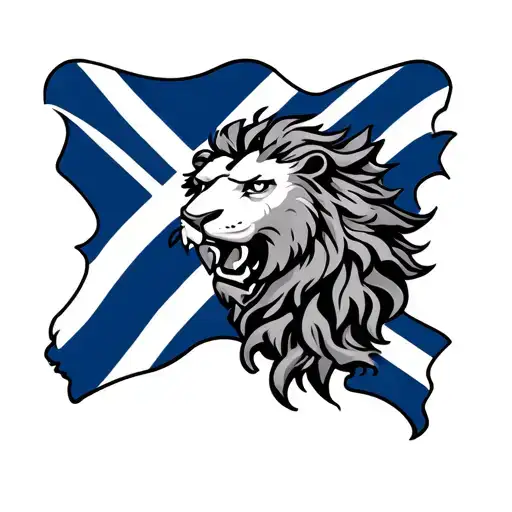 Lion Head Scotland Flag Intertwined