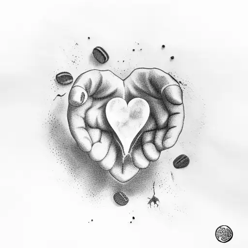 A Heart-shaped Coffee Bean Surrounded By Children's Handprints