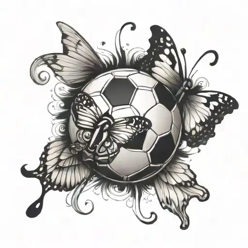 Number 14 With Soccer Ball And Butterfly Small