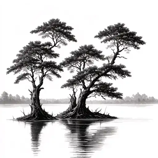 Bald Cypress Trees In Water
