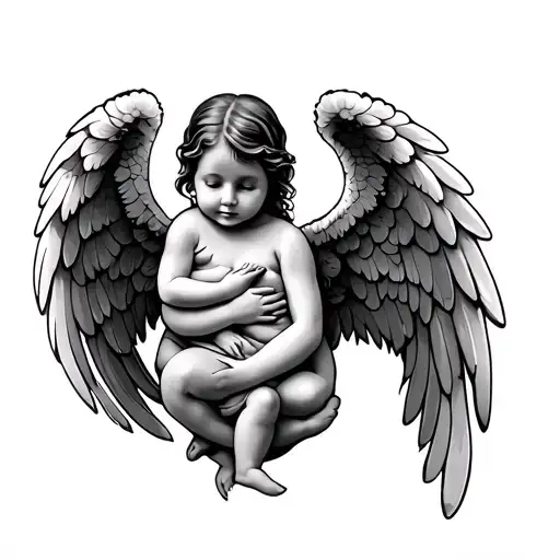 Mom Holding Baby Angel Wings For In Loving Memory