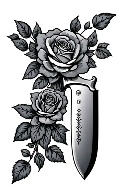 Chef Knife With Rose Vines Wrapped