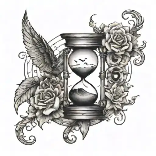 An Hourglass Filled With A Mix Of Academic Symbols And Mystical Elements