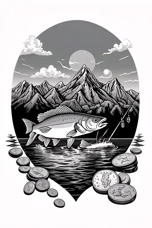 Fishing And Mountains And Coins
