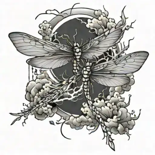 Japanese Dragon Flies Through A Thunderstorm With Lightning