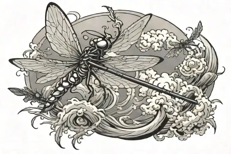 Japanese Dragon Flies Through A Thunderstorm With A Katana