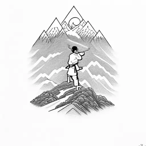 A Judo Practitioner Meditating On A Mountain Peak
