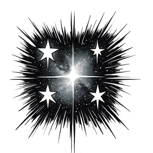 Galaxy And Three Stars That Shine