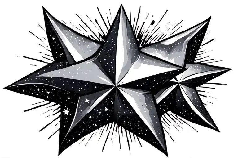 Galaxy And Three Stars That Shine