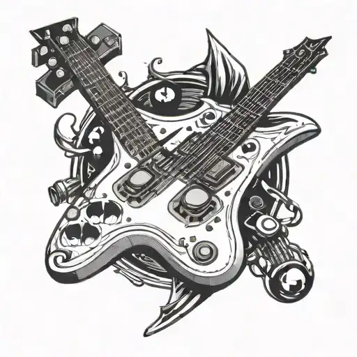 A Fusion Of A Bass Guitar And A Video Game Controller With A Batman Logo In The Center