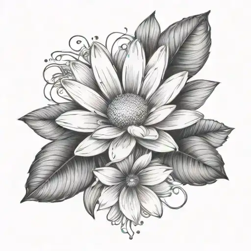 Daisy Flower With Water Lily Flower With Name And Footprints