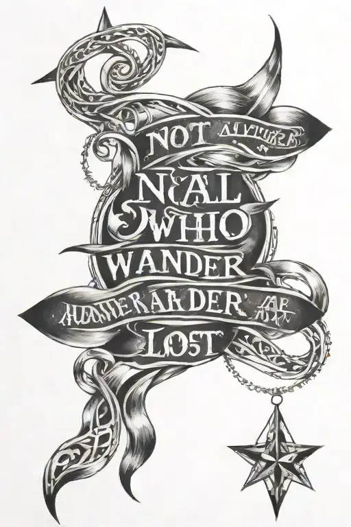 Flowing Geometric Shapes Intertwined With The Quote 'Not All Who Wander Are Lost'