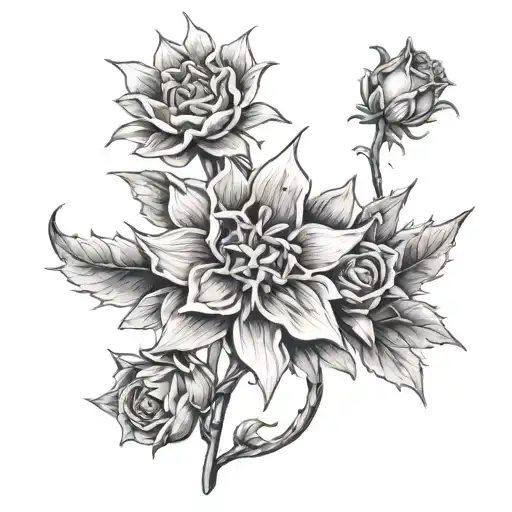 Edelweiss And Rose Intertwined