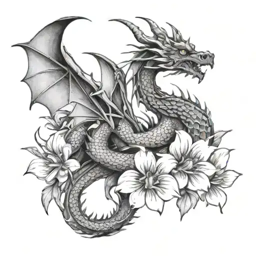 Dragon And Flowers