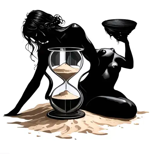 A Woman Body Combined With A Sand Filled Hourglass
