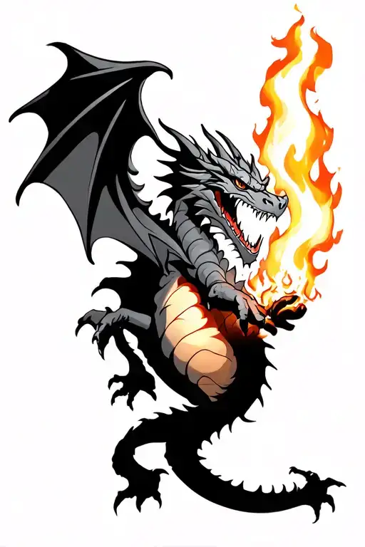 Dragon With Fireball In His Paw