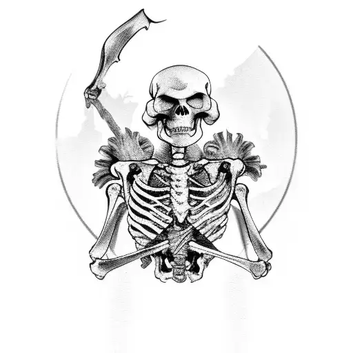 Reaper With Skeleton In Hand