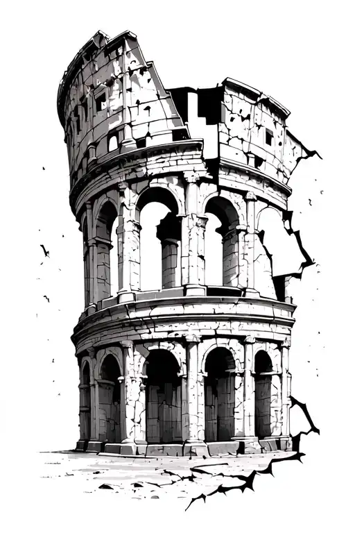 Coloseum Rome Broken Cracked Pillar