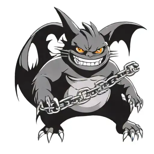 Pokemon Gengar Dressed As A Demon Hunter And Chains