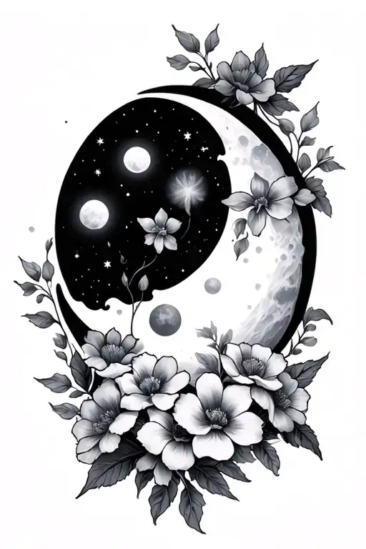 Moon And Flowers Wrapped