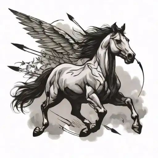 Wild Horse Running With Crossed Arrows