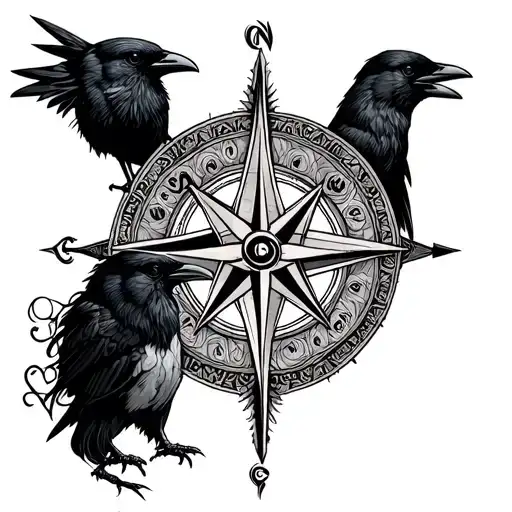 Viking Tennant Woman Two Crows And Northern And Yggdrasil Compass