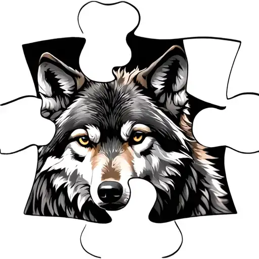 Wolf In A Piece Of Puzzle Piece