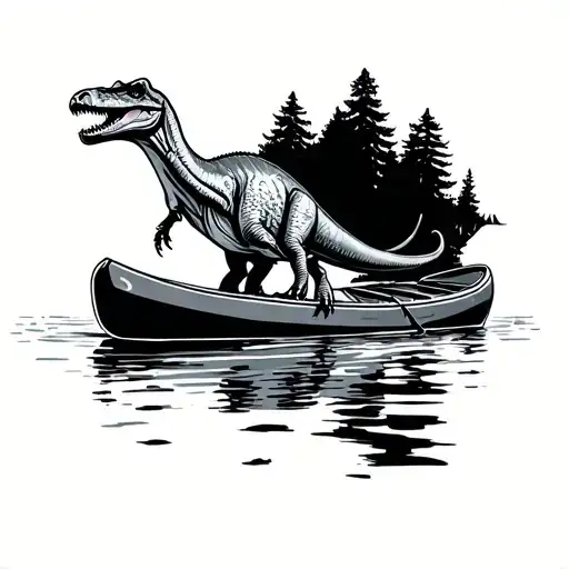 Dinosaur On A Kayak