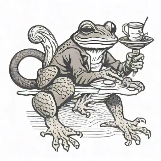 Frog Drinking Tea Riding A Honey Badger