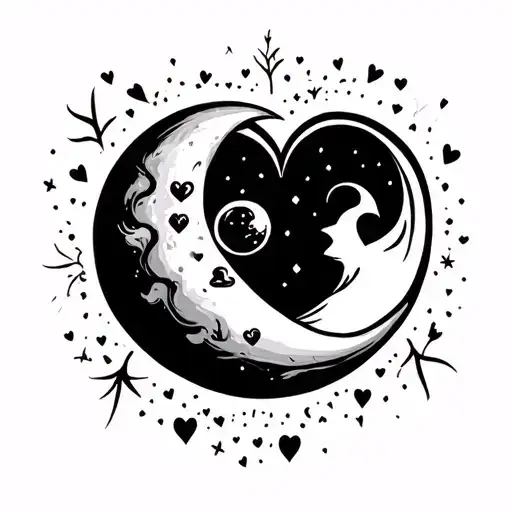 Moon And Love Heart