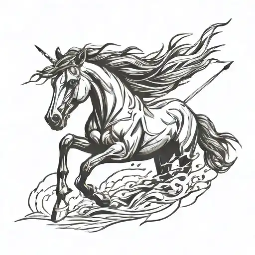 Wild Mustang Horse Running With Arrows Crossed