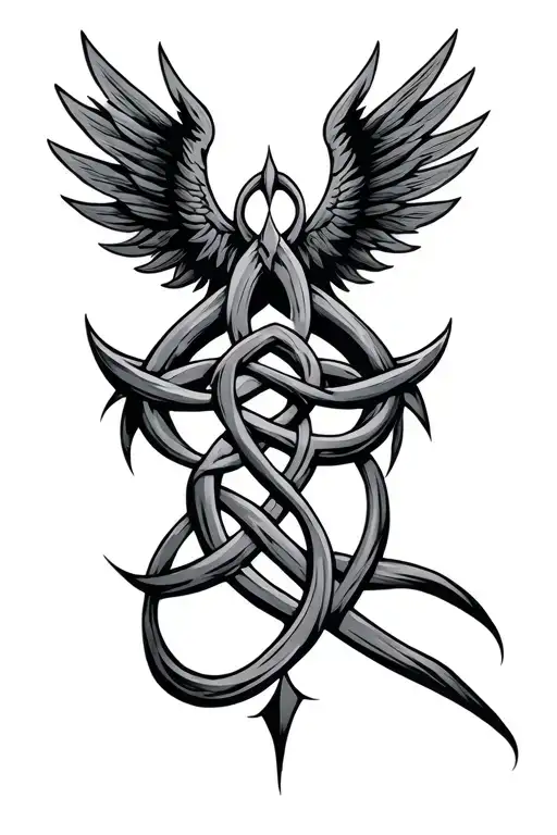 Norse Knot Valkrye With Wings Wrapped